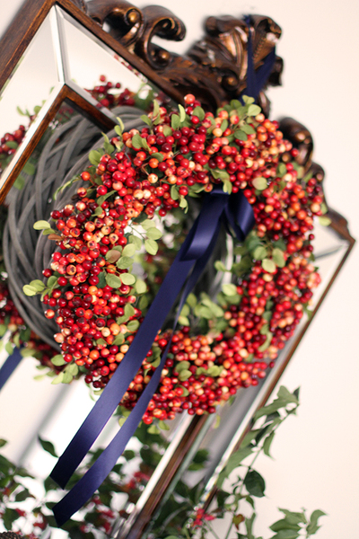 Jesień u Magdaleny Knitter, dekoracyjny wianek / stroik, śr.40cm