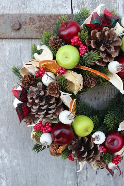 Jabuszka, świąteczny wianek / dekoracja, śr.27cm