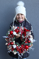 dekoracja zimowa wianek Świąteczny Przepych, śr.34cm