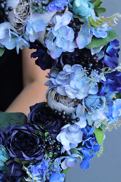 atrakcyjny kwiatowy wianek, Niebieska Łąka, śr.50cm 