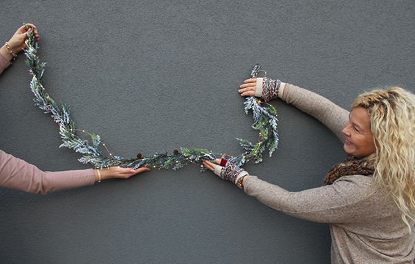 girlanda Naturalne Święta ze światełkami led, dekoracja na stół / kominek, dł.180cm