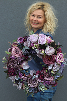 Caryca Katarzyna Purple Fiolet, efektowny wianek na drzwi, śr.45cm