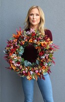 atrakcyjny kwiatowy wianek, Jesienna Muzyka, śr.44cm 