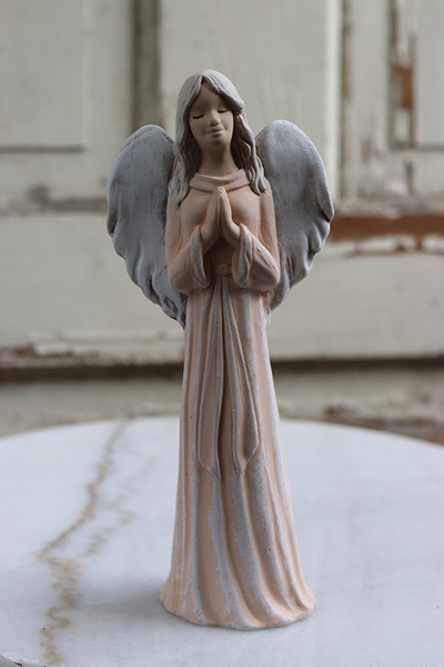 figurka ceramiczna, Uroczy Anioł, beżowy, wys.25cm