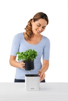 Cube, elegancka donica z nawadnianiem, biała, wym.16x17cm