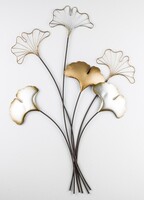 Ginko Glamour A, złoty decor ścienny z miłorzębem, wym.77x38x2cm