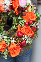 jesienny pomarańczowy wianek na drzwi Sentena, śr.32m 