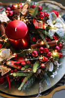 stroik świąteczny, Czerwona Rezydencja Premium, wys.13cm 