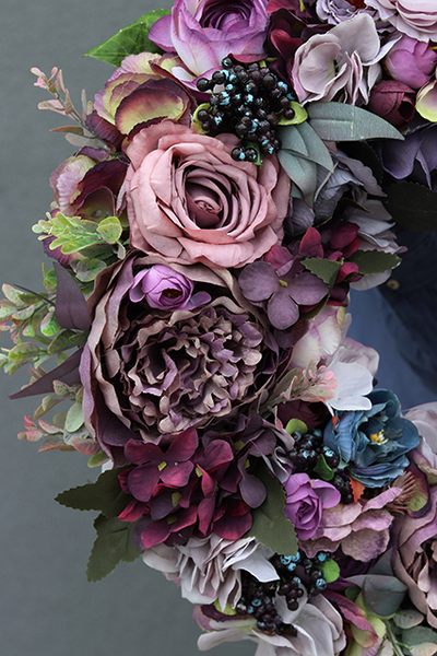 Caryca Katarzyna Purple Fiolet, efektowny wianek na drzwi, śr.45cm