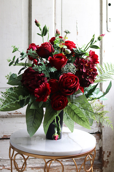 Reddito, komplet czerwonych dekoracji nagrobnych, bukiet +kompozycja 