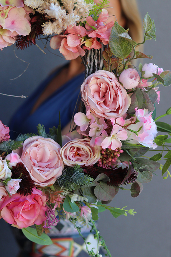 Bogactwo Natury Elegance 2, elegancki różowy wianek, śr.45cm