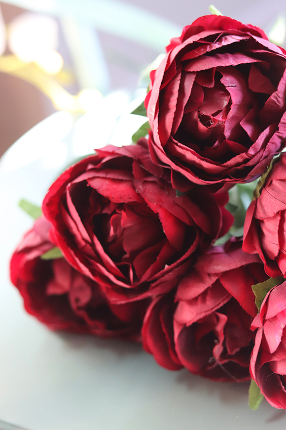 Bella Italia, bukiet bordowych peoni, 7szt. dł.42cm