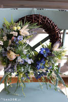 dekoracyjny wianek z ptaszkiem, Niebieska Łuna, śr.40cm