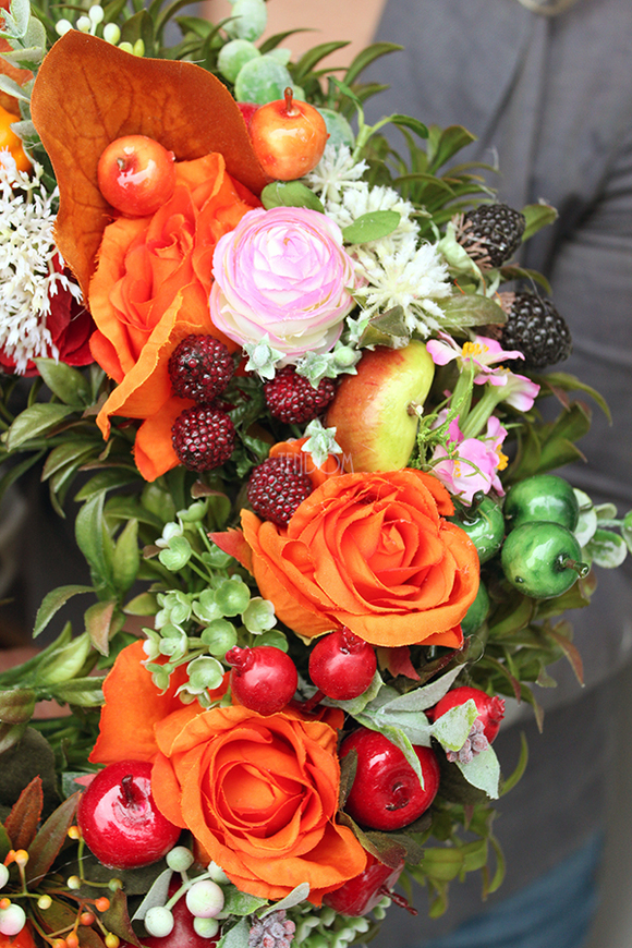 jesienny pomarańczowy wianek na drzwi Sentena, śr.32m 