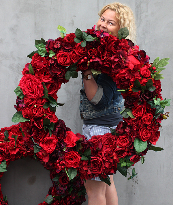 bardzo duży wianek na drzwi Czerwień XXL, śr.82cm   