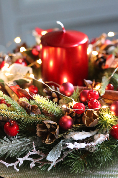 stroik świąteczny, Czerwona Rezydencja Premium, wys.13cm 