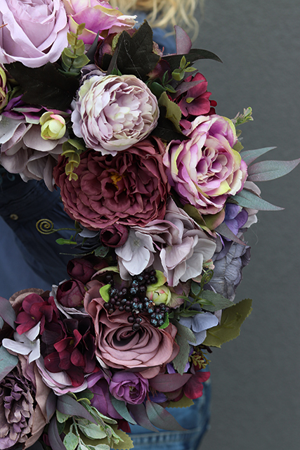 Caryca Katarzyna Purple Fiolet, efektowny wianek na drzwi, śr.45cm 