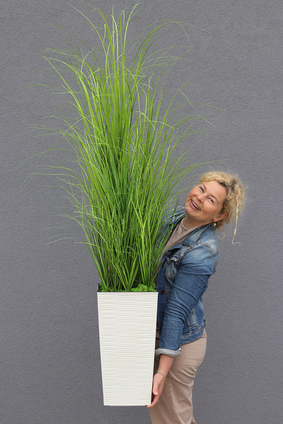 Merino Krem, sztuczna trawa w plastikowej dłutowanej donicy, wys.150cm