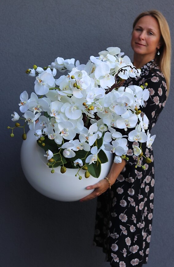 bardzo duży biały storczyk, Grande Belezza Fiberglass, wys.100cm 