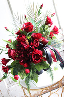 Reddito, komplet czerwonych dekoracji nagrobnych, bukiet +kompozycja 