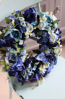 Granatowa Idylla, niebieski wianek na drzwi, śr. 43cm