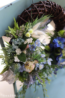 dekoracyjny wianek z ptaszkiem, Niebieska Łuna, śr.40cm