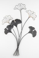 Ginko Glamour A, złoty decor ścienny z miłorzębem, wym.77x38x2cm