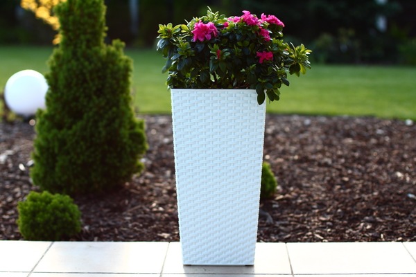 Fantasy donica rattan biała 30x57cm