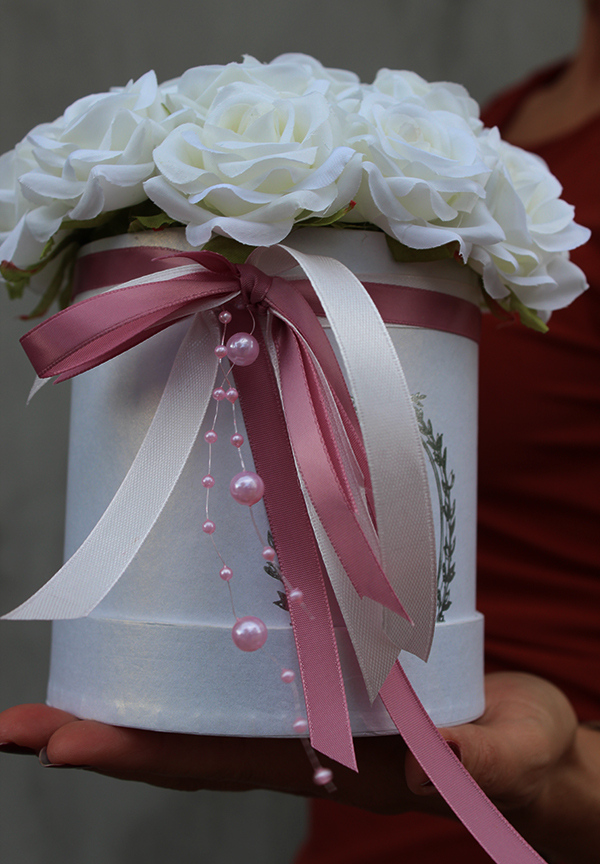 bukiet / Flowerbox / kompozycja Wedding, wys.18cm