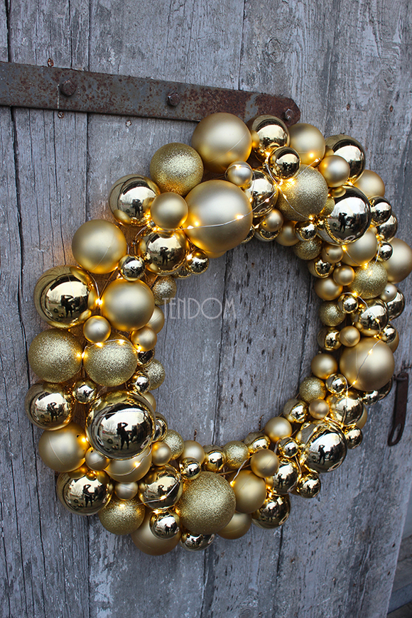 duży wianek Glamour Gold z lampkami led o śr.58cm