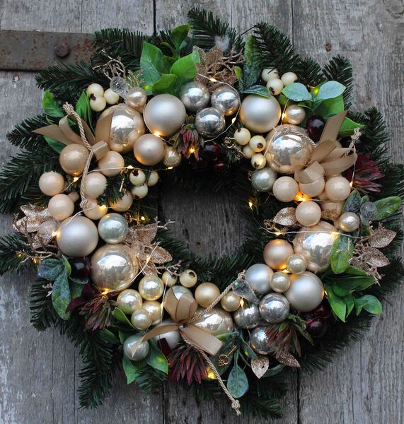 Golden Palace dekoracyjny świąteczny wianek / stroik, śr.36 cm