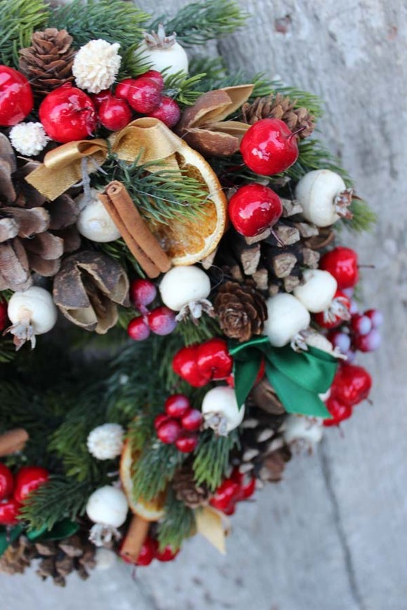 bożonarodzeniowy wianek / dekoracja Pomarańcze, śr.27cm  