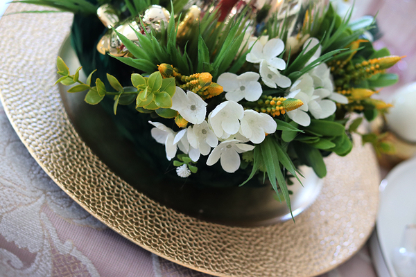 Pióra Glamour, Złoto, wielkanocny stroik, śr. 28/30cm