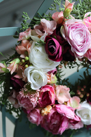 Hedania, różowy wianek na drzwi, śr.31cm