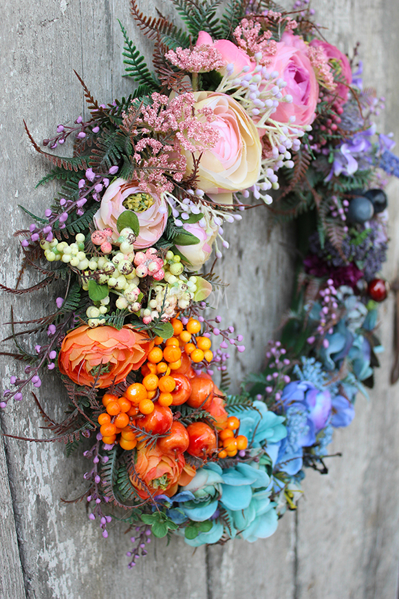 cudowna Letnia Tęcza, wianek na drzwi, śr.38cm