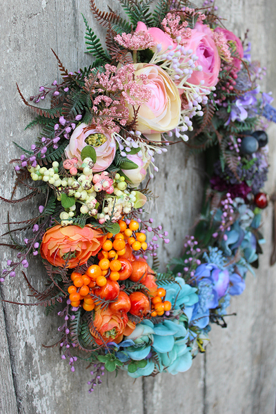 cudowna Letnia Tęcza, wianek na drzwi, śr.38cm  