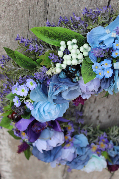 dekoracyjny wianek Niebieska Aura, śr.40cm