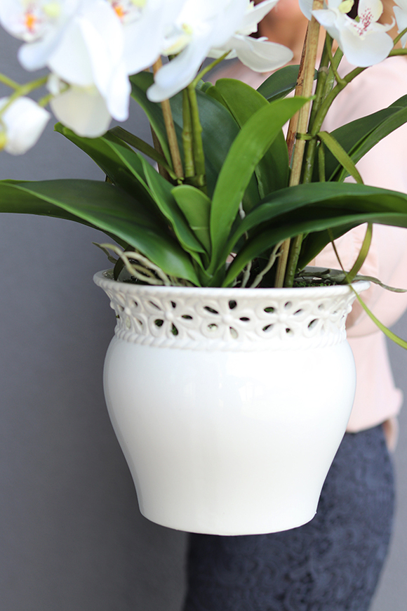 Kemano, sztuczny storczyk w ażurowej donicy, wys.50cm