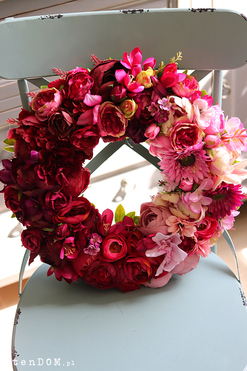 bardzo bogaty wianek na drzwi, Rosie, śr.38cm