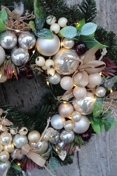 Golden Palace dekoracyjny świąteczny wianek / stroik, śr.36 cm