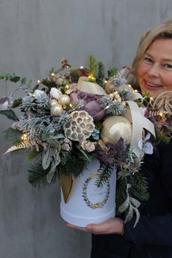 Złote Serce, box świąteczny / stroik, wys.44cm 