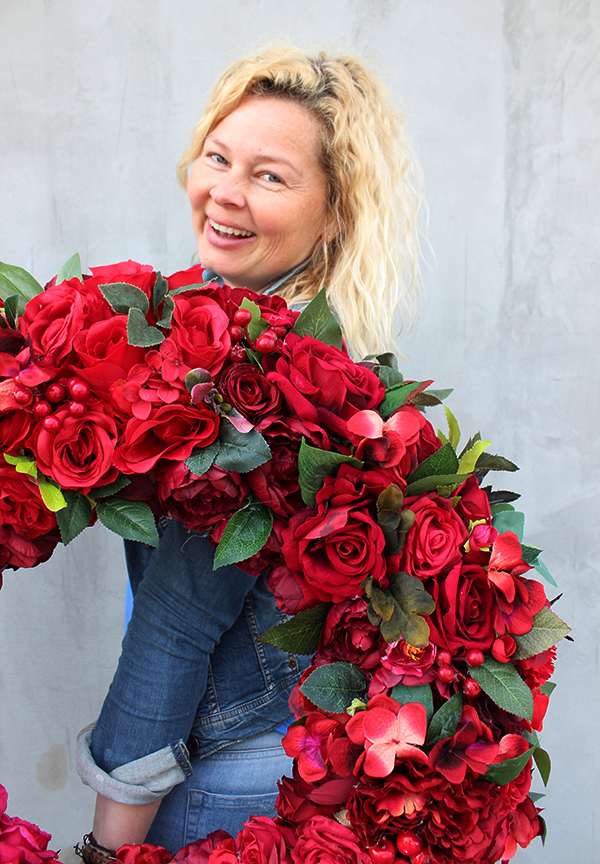 bardzo duży wianek do dekoracji, Czerwień Modern, śr.72cm