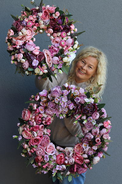 Bella Jesienna 3, duży kwiatowy wianek na drzwi, śr.63cm