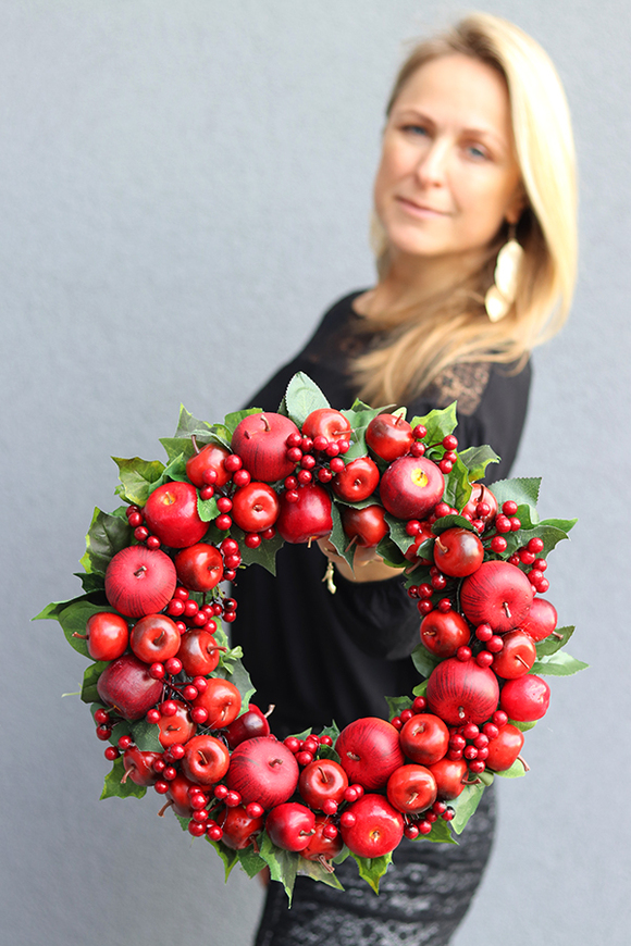 jesienny wianek Czerwone Jabłka, śr.35cm 