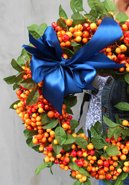 Jesień u Magdaleny Knitter 2, dekoracyjny wianek / stroik, śr.40cm