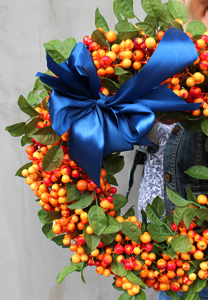 Jesień u Magdaleny Knitter 2, dekoracyjny wianek / stroik, śr.40cm