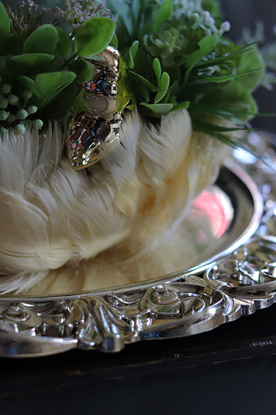 Pióra Glamour, Turkus, wielkanocny stroik, śr. 29/30cm