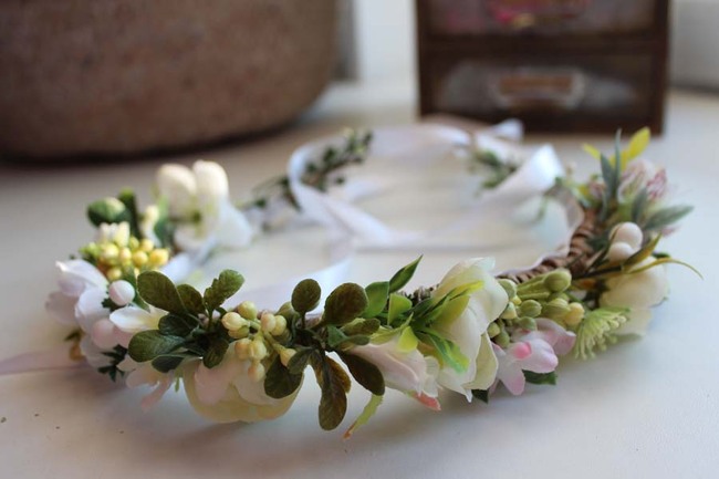 Clarence, komunijny kwiatowy wianek na głowę, rozmiar uniwersalny