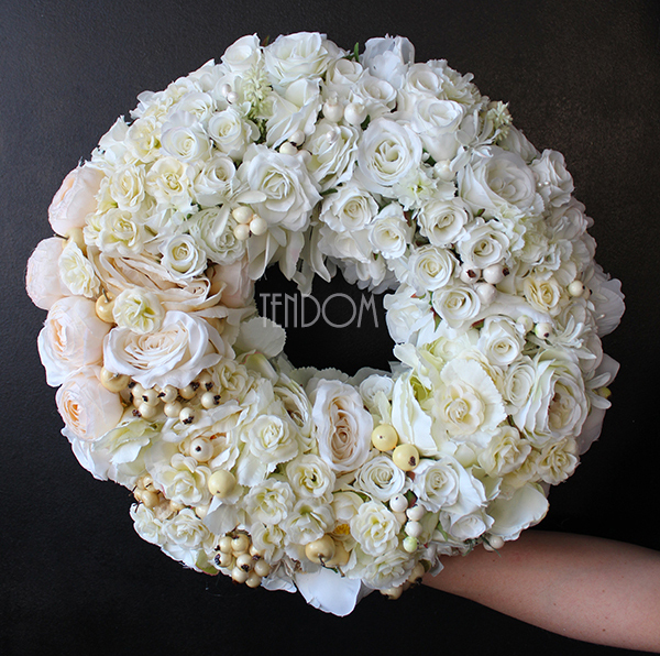 biało-kremowy wianek Biel Exclusive, śr.43cm 