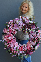 Bella Jesienna 3, duży kwiatowy wianek na drzwi, śr.63cm